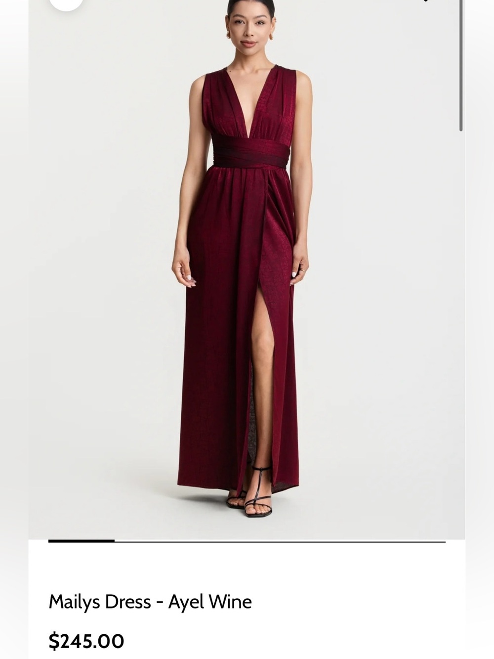 Sleeveless V-Neck Burgundy Evening Gown